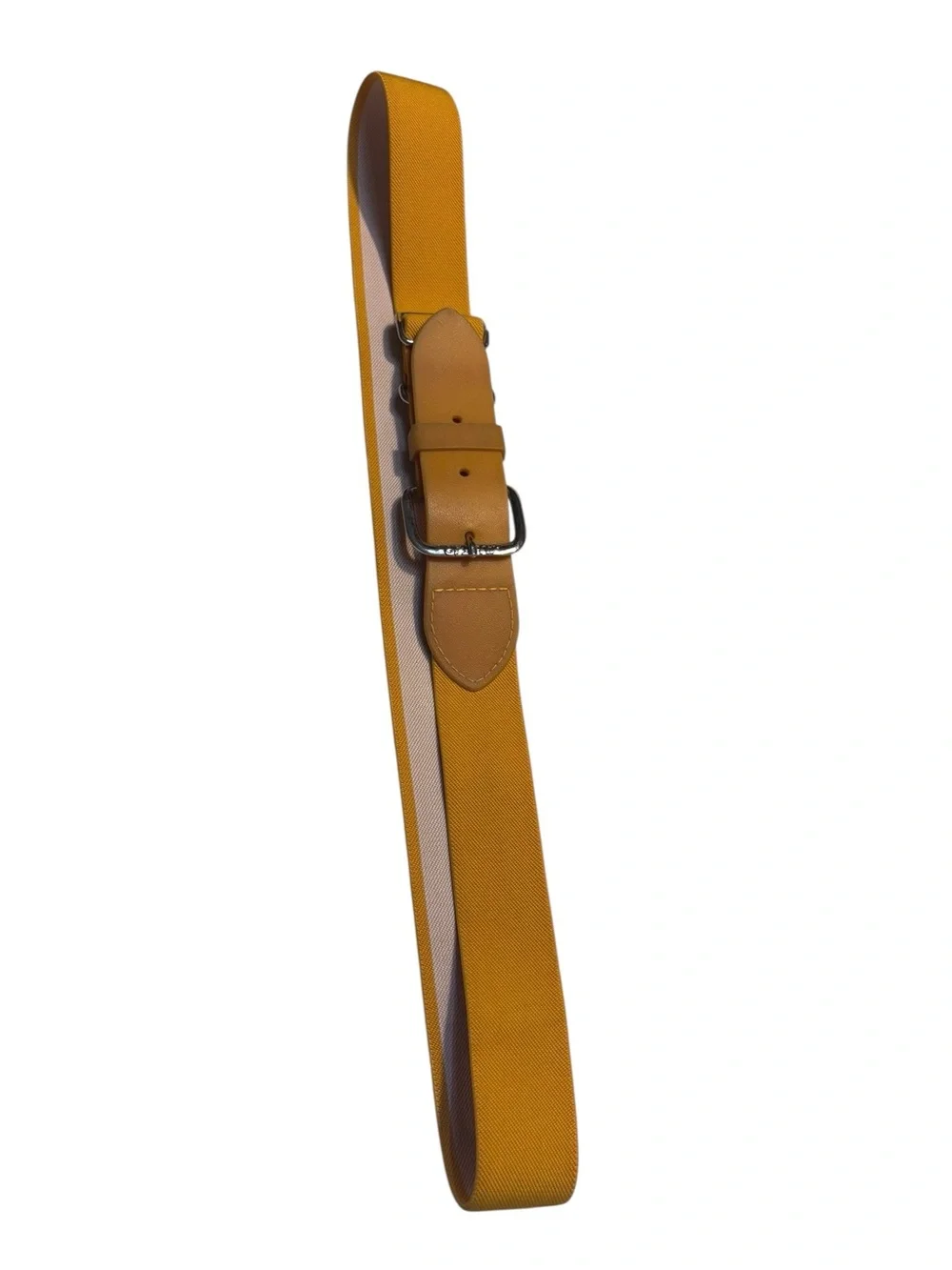Kids Baseball Belt onesize Mustard Yellow Elastic Belt Faux Leather Silver Hrdwr